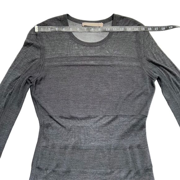 Jason Wu Silk Top Gray Large Long-Sleeve w Cut Out Design - Picture 12 of 13